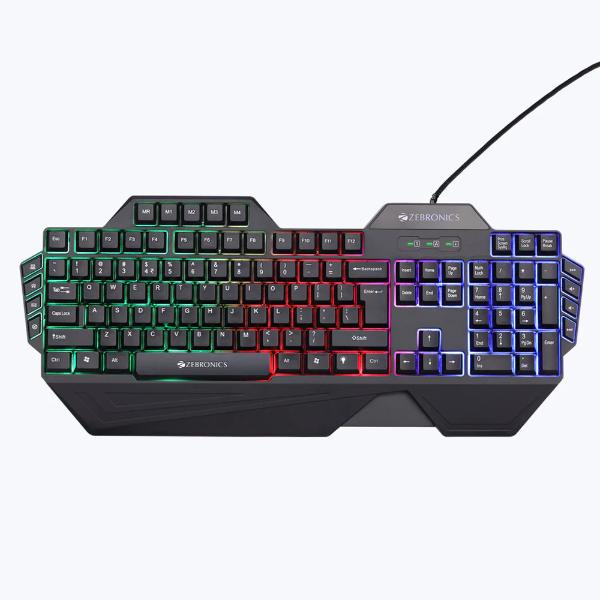ZEBRONICS Optimus K Gaming Keyboard Multicolor LED, Dedicated Macro Keys, 117 Keys (Black)