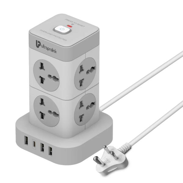 UltraProlink Power Tower Surge Protector with 8 Sockets|3 USB-A ports|1 USB Type C Port UM1155U