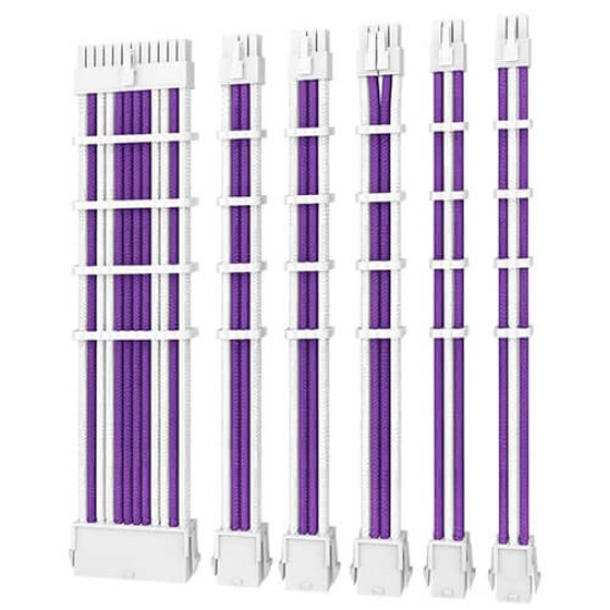 Antec Sleeved Extension Cable Kit – Purple-White (PSUSCW30-205-P-W)