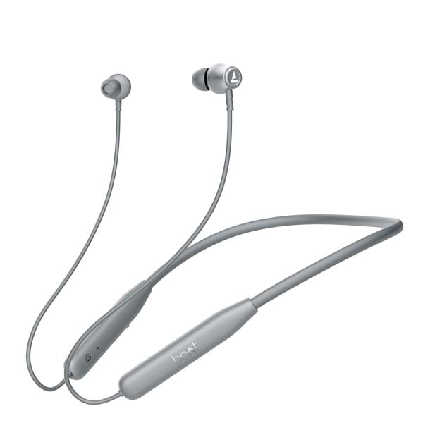 Boat Rockerz 111, 40HRS Battery, Dual Device Pairing, ENx Tech, Low Latency Mode, Fast Charging, BTv5.3, IPX5, Type-C Interface, Bluetooth Neckband, Wireless with Mic Earphones (Ash Grey)