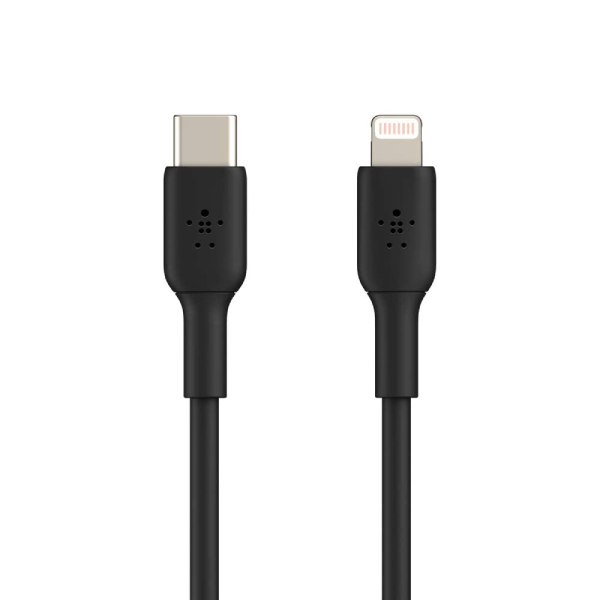 Belkin BoostCharge Apple Certified PVC USB-C to Lightning Cable Fast Charging Type C Cable 1 Meter, Tough and Durable, Black