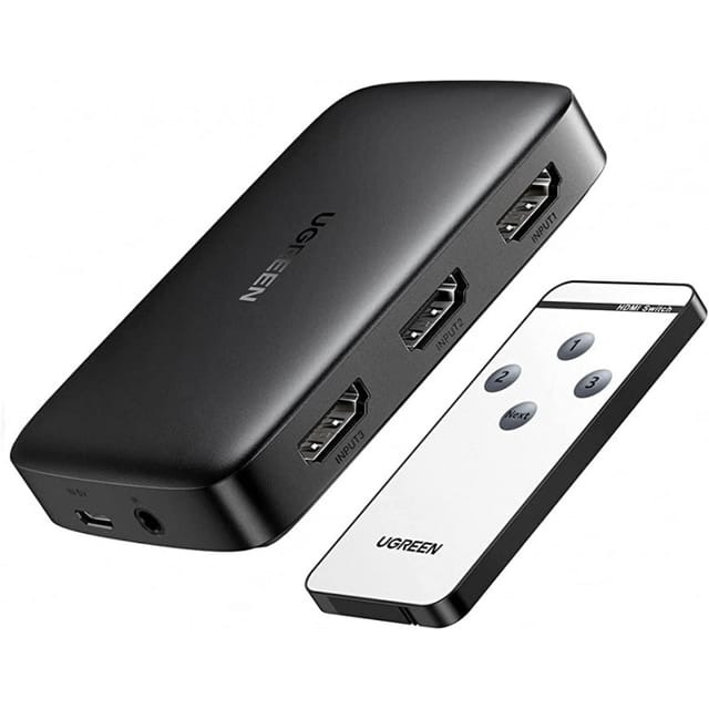 UGREEN 3 in 1 Out HDMI Switcher Splitter Box with IR Remote Control, Support 4k@30Hz/3D/HD1080P Compatible for Nintendo Switch PS4 Xbox One Apple TV Fire Stick Blu-Ray Player Projector etc