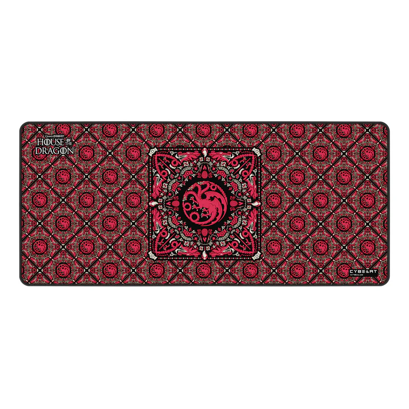 Cybeart | House Targaryen Gaming Desk Mat (XXL – 900x400x4mm) | Waterproof, Never Slip Base, Stitched Edges, Esports Grade