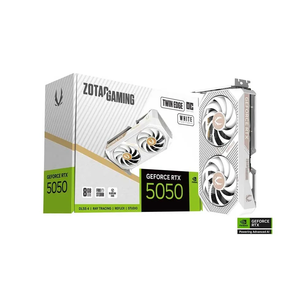ZOTAC RTX 5050 Twin Edge OC 8GB GDDR6 White Edition Graphics Card (ZT-B50500Q-10M)