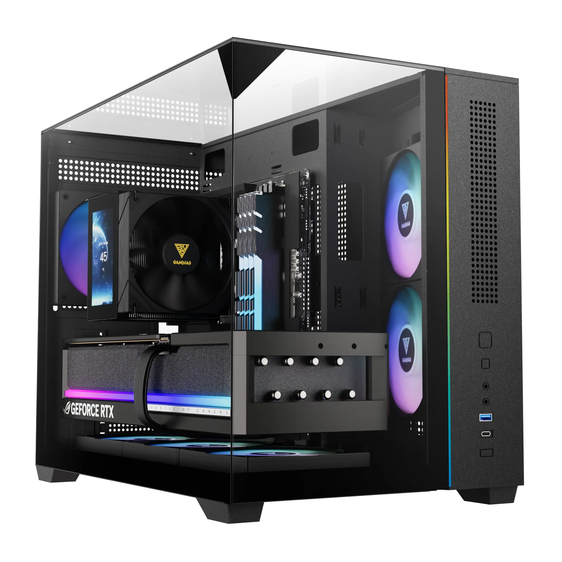 Gamdias ATLAS M3M Micro-ATX Gaming Mini Tower Case – Black