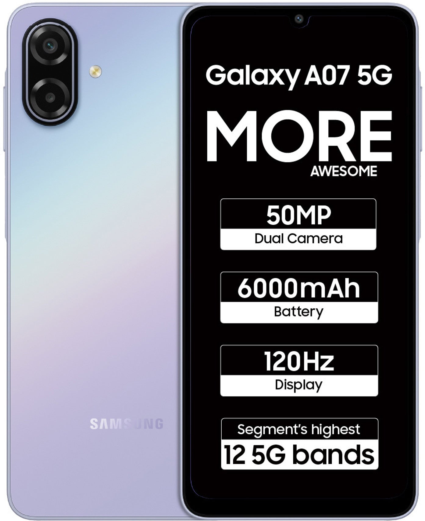 Samsung Galaxy A07 5G (Light Violet, 128 GB) (6 GB RAM)