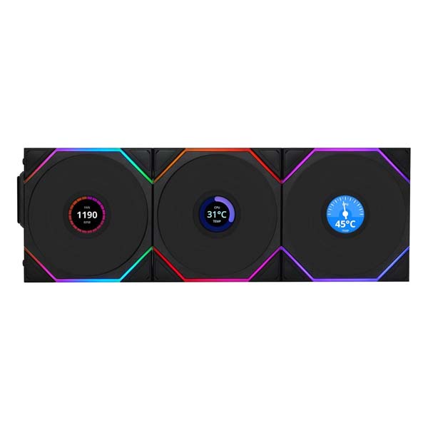 Lian Li UNI Fan TL LCD 120 Wireless Triple Pack Infinity Mirror (Black)