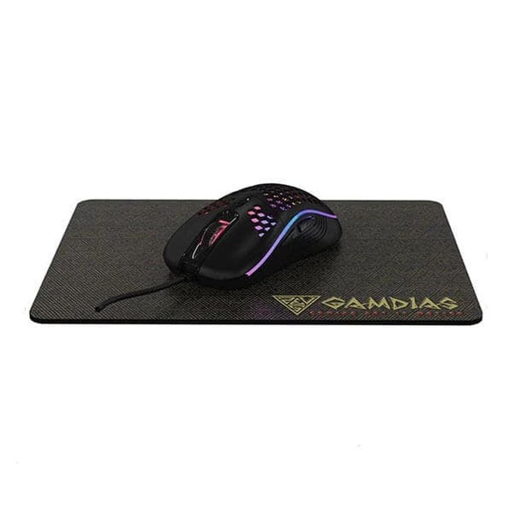 GAMDIAS ZEUS M4 RGB Gaming Mouse + NYX E1 Mouse Mat Combo (12,800 DPI, 6 Keys, Honeycomb Lightweight Design, 13 RGB Effects, Non-Slip Double-Layered Mousepad)