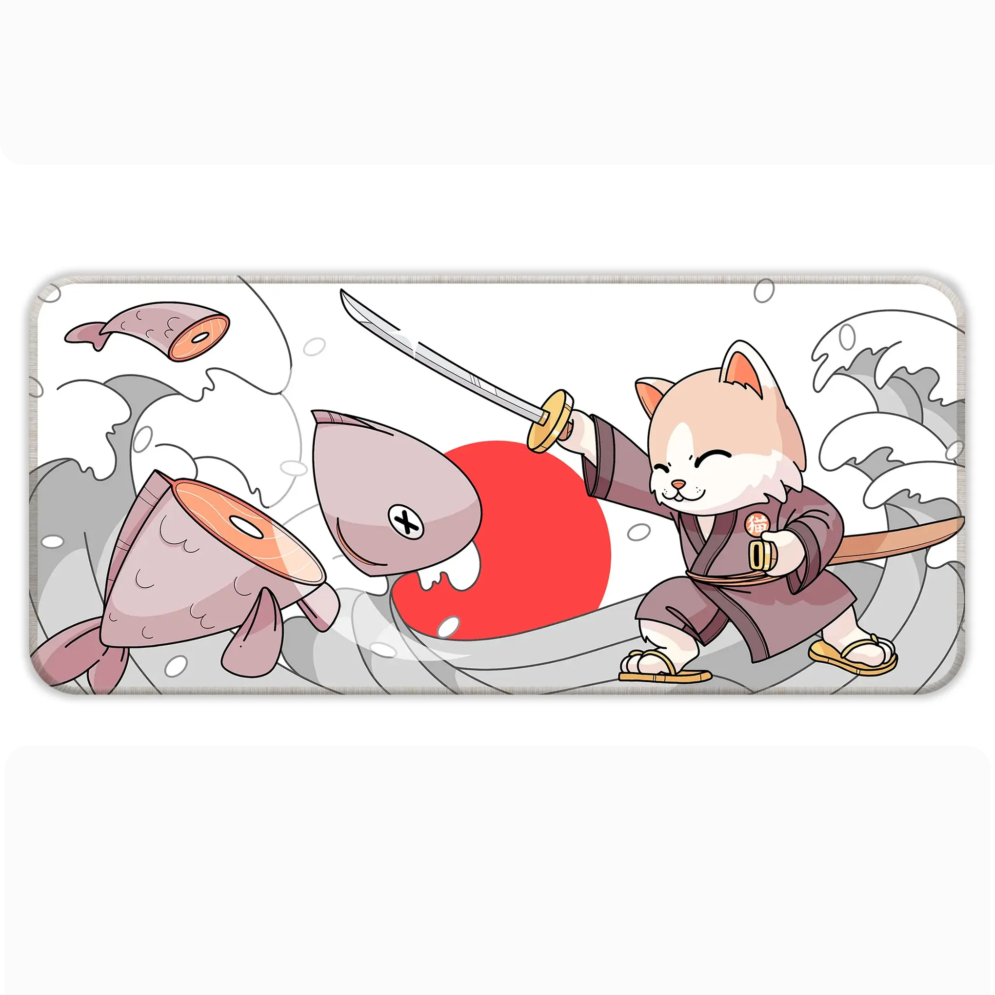Japanese Cat – White – E-XL Mousepad