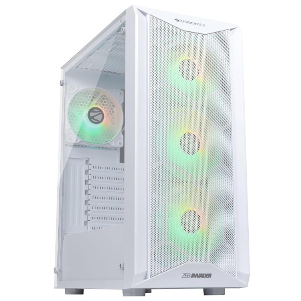 Zebronics Invader Mid-Tower Premium Gaming Cabinet White
