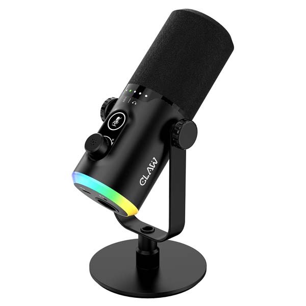CLAW GM43 Dynamic RGB Gaming Mic with Touch Mute, USB/XLR Output, Cardioid, Gain Knob, Headphone Monitoring, Pop Filter for Streaming, Podcast, YouTube, Twitch, Discord – Mobile/PC/Mac/PS4/PS5/Mixers