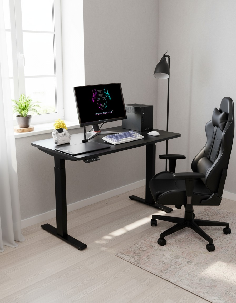 Cyberwolf Hydraulic Gaming Table Regular (1100mm x 600mm) Black