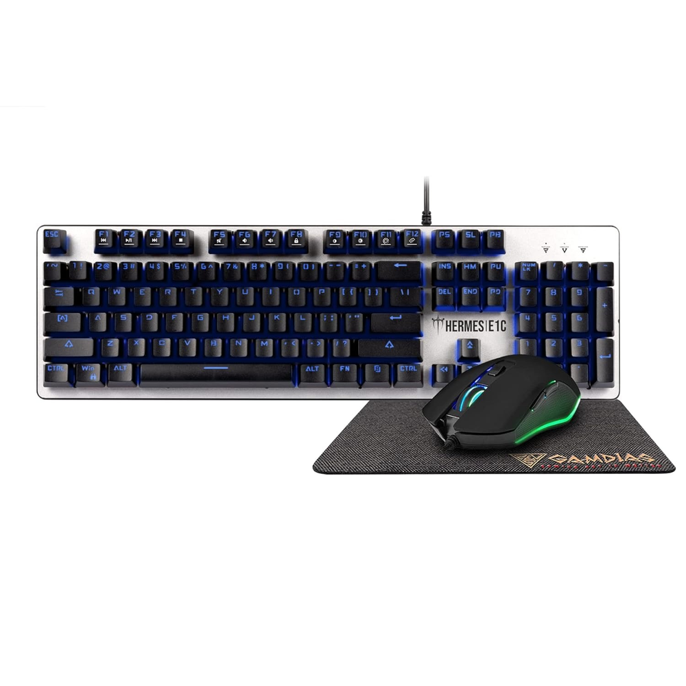 GAMDIAS HERMES E1C 3-in-1 Gaming Combo (Mechanical Keyboard, 3200 DPI RGB Mouse, Non-Slip Gaming Mouse Pad)
