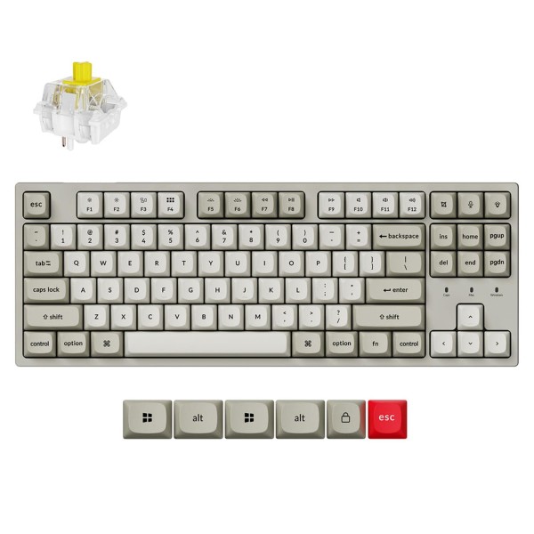Keychron C1 Pro Wired TKL RGB Mechanical Keyboard with 8K Hz Polling Rate Hot-Swappable Banana Switch