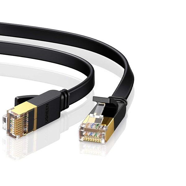 Ugreen Cat7 Ethernet Networking Cord Patch Cable 10Gbps 600Mhz S STP Molded Network Lan Cable Stranded Copper Flat 10ft