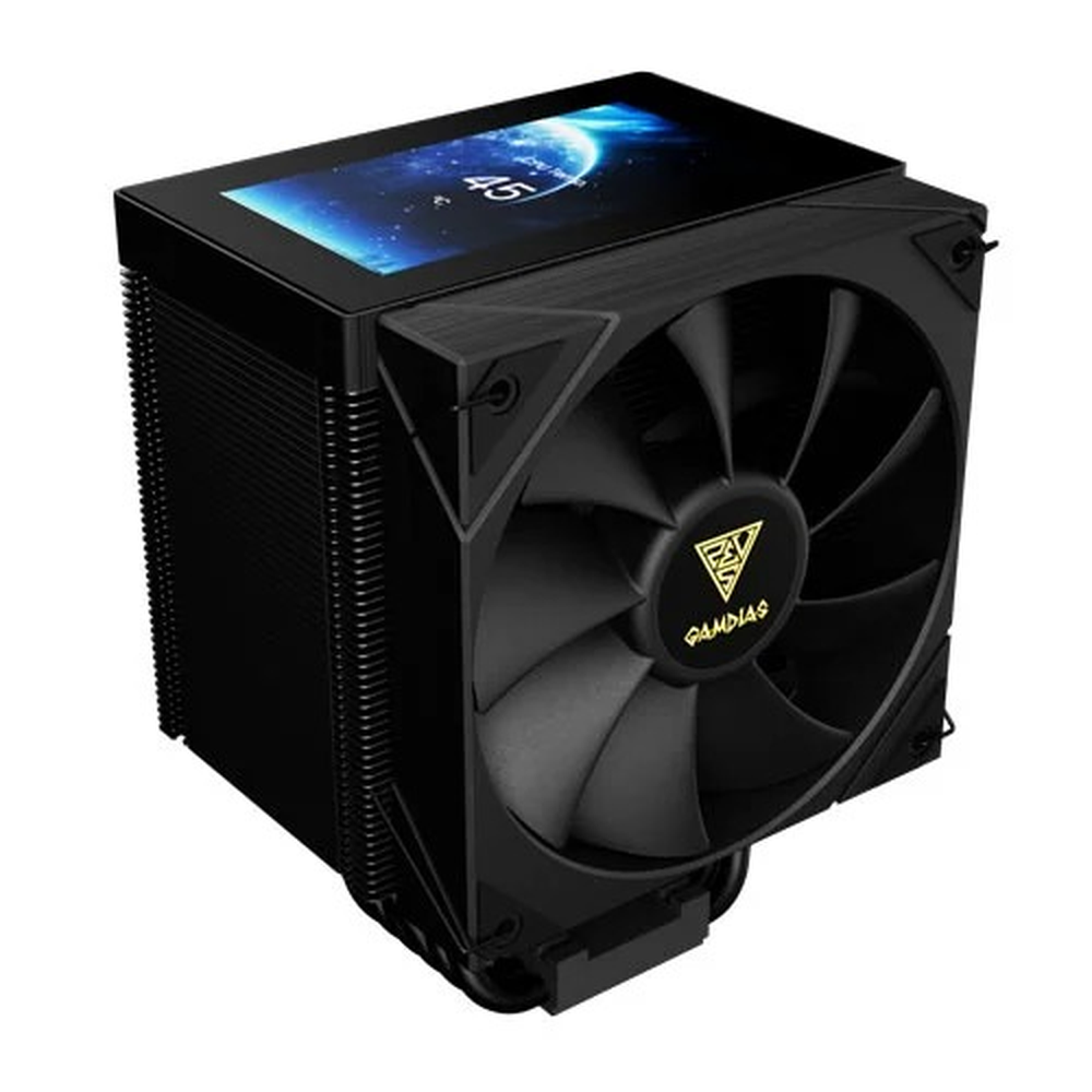 GAMDIAS BOREAS M2-61L LCD CPU Air Cooler (4.3" IPS Display, 6 Heat Pipes, 120mm PWM Fan, LGA 1851 / AM5 Support)