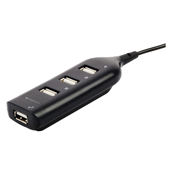 Zebronics ZEB-90HB USB Hub, 4 Ports, Pocket Sized, Plug & Play, for Laptop & Computers