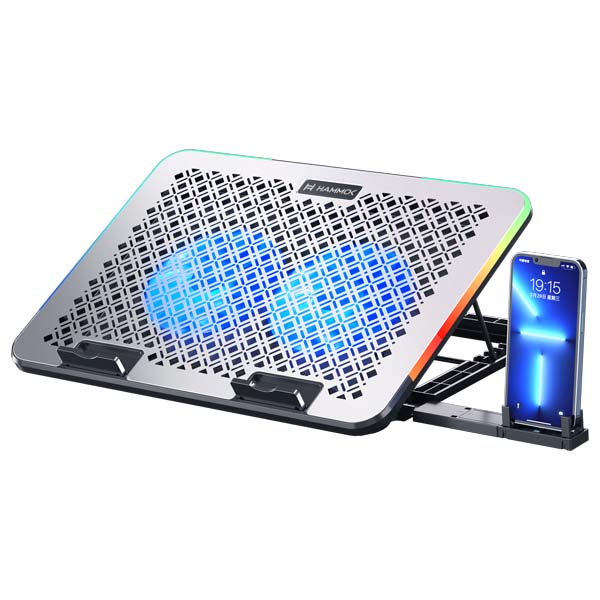 Hammok Fantastic Laptop RGB Cooler Pad with Mobile Stand (Dual Fan)