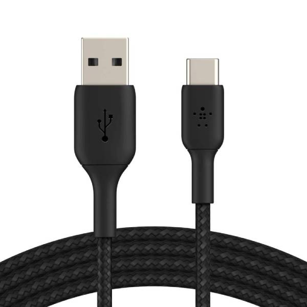 Belkin BoostCharge Android Certified Braided USB-A to USB-C Cable 2 Meter Optimal Charging, Tough and Durable, Black