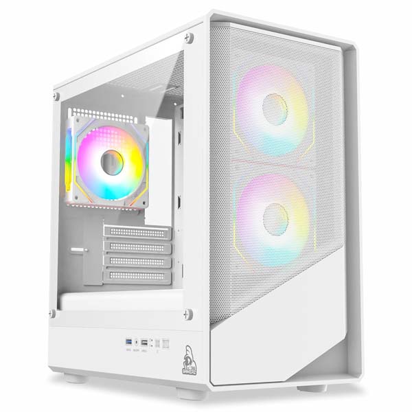 TAG Gamerz Starlight ARGB Mid-Tower M-ATX Gaming Cabinet (White)