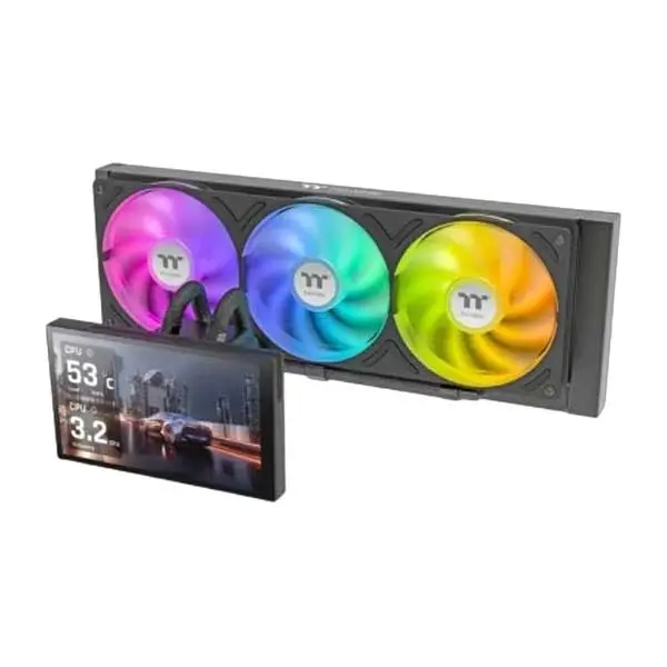 THERMALTAKE ST360 ULTRA ARGB 7″ LCD SCREEN 360mm CPU LIQUID COOLER (BLACK)