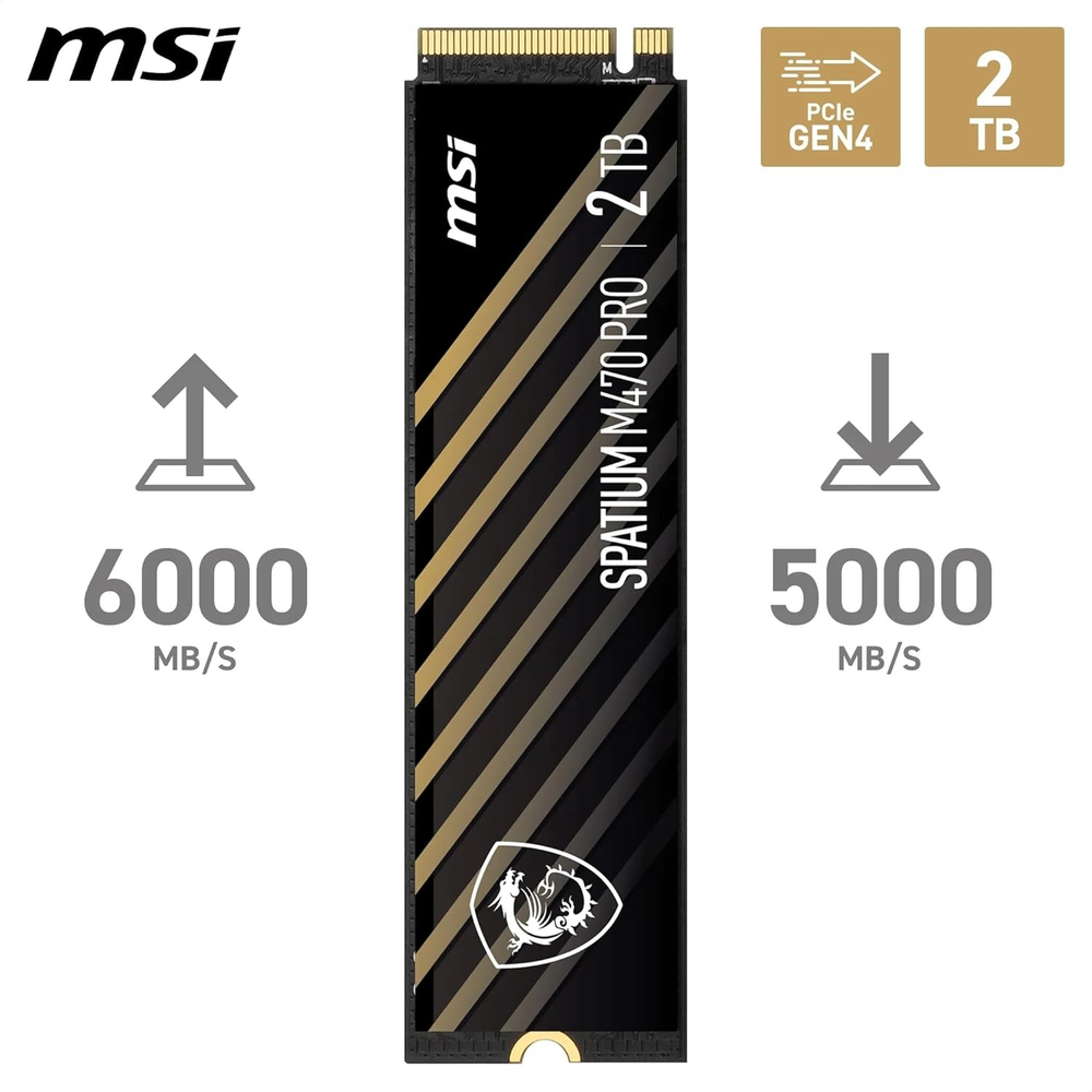 MSI SPATIUM M470 PRO 2TB PCIe 4.0 NVMe M.2 SSD (S78-440Q990-P83)