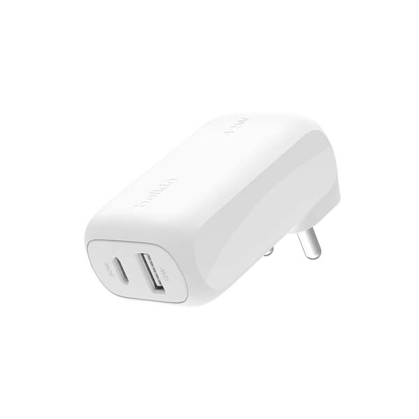 Belkin BoostCharge 42W Dual Port Wall Charger, USB-C + USB-A Charger Fast Charging for iPhone 16, 16 Plus, 16 Pro, 16 Pro Max, iPhone 15, Galaxy S24, Plus, Ultra, iPad, Pixel, AirPods & More – White
