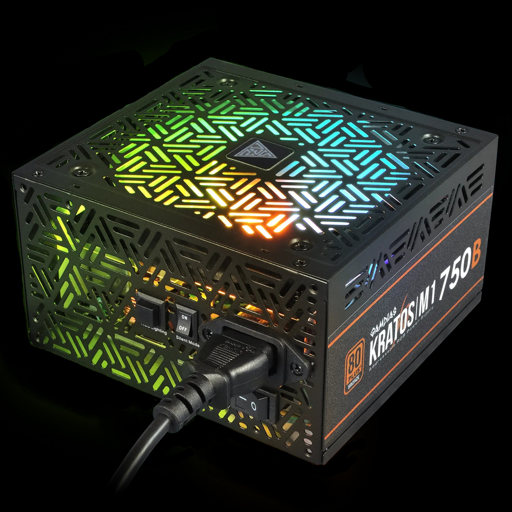 GAMDIAS KRATOS M1-750B 750W 80+ Bronze ARGB Non-Modular ATX Power Supply (Ultra-Silent Fan, Neon-Flex ARGB, 4x PCIe)